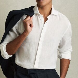 Reiss Linen Cutaway-Collar Shirt